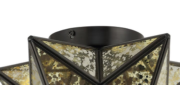 Stella 12" Moravian Star Metal/Clear Glass LED Flush Mount - JONATHAN Y
